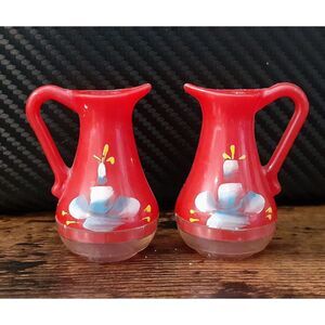 Plastic Mini Red Pitcher Salt and Pepper‎ Shakers